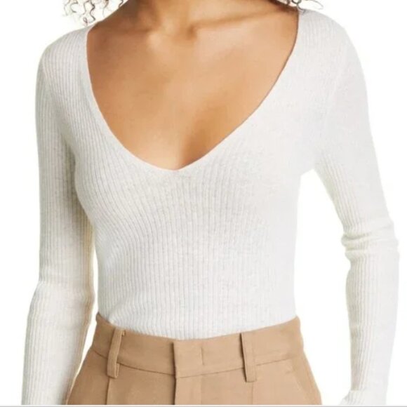 Vince 100% Cashmere V Neck Long Sleeve Ribbed Sweater Women's Size Extra Small - Picture 8 of 8